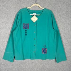 Color Me Cotton Sweatshirt XL Painted Cardigan Artsy Sante Fe Kokopelli Native *